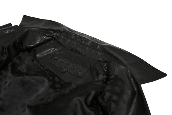 CHROME HEARTS クロムハーツ JJ DEAN ダブル ライダース ジャケット ダガー ブラック ラムスキン ブラック サイズL 中古 4b012985
