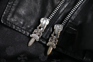 CHROME HEARTS クロムハーツ JJ DEAN ダブル ライダース ジャケット ダガー ブラック ラムスキン ブラック サイズL 中古 4b012985