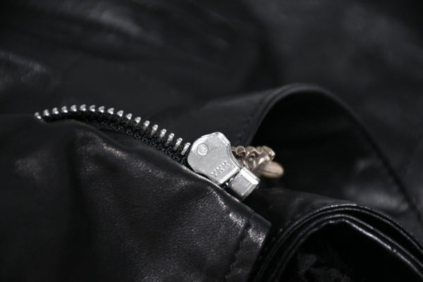 CHROME HEARTS クロムハーツ JJ DEAN ダブル ライダース ジャケット ダガー ブラック ラムスキン ブラック サイズL 中古 4b012985