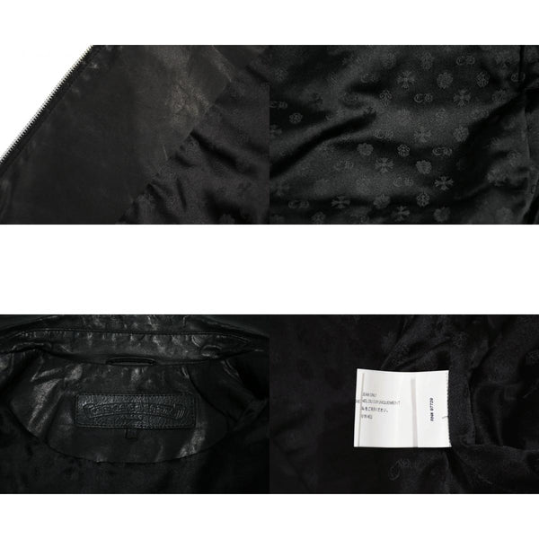 CHROME HEARTS クロムハーツ JJ DEAN ダブル ライダース ジャケット ダガー ブラック ラムスキン ブラック サイズL 中古 4b012985