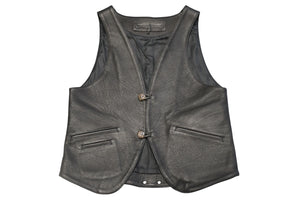 CHROME HEARTS クロムハーツ レザーベスト サイズS クロスボールボタン ブラック 美品 中古 4b012310
