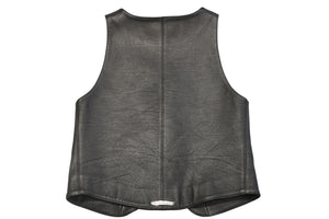 CHROME HEARTS クロムハーツ レザーベスト サイズS クロスボールボタン ブラック 美品 中古 4b012310