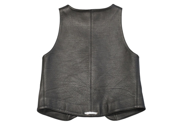 CHROME HEARTS クロムハーツ レザーベスト サイズS クロスボールボタン ブラック 美品 中古 4b012310