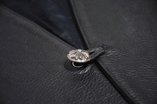 CHROME HEARTS クロムハーツ レザーベスト サイズS クロスボールボタン ブラック 美品 中古 4b012310