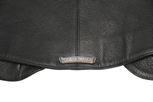 CHROME HEARTS クロムハーツ レザーベスト サイズS クロスボールボタン ブラック 美品 中古 4b012310