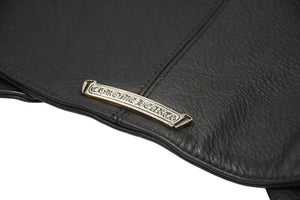CHROME HEARTS クロムハーツ レザーベスト サイズS クロスボールボタン ブラック 美品 中古 4b012310