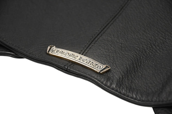 CHROME HEARTS クロムハーツ レザーベスト サイズS クロスボールボタン ブラック 美品 中古 4b012310