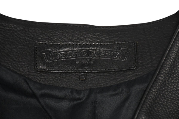 CHROME HEARTS クロムハーツ レザーベスト サイズS クロスボールボタン ブラック 美品 中古 4b012310