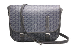 GOYARD ゴヤール ベルヴェデーレMM ショルダーバッグ グレー PVC レザー シルバー金具 ヘリンボーン柄 美品 中古 4b013001