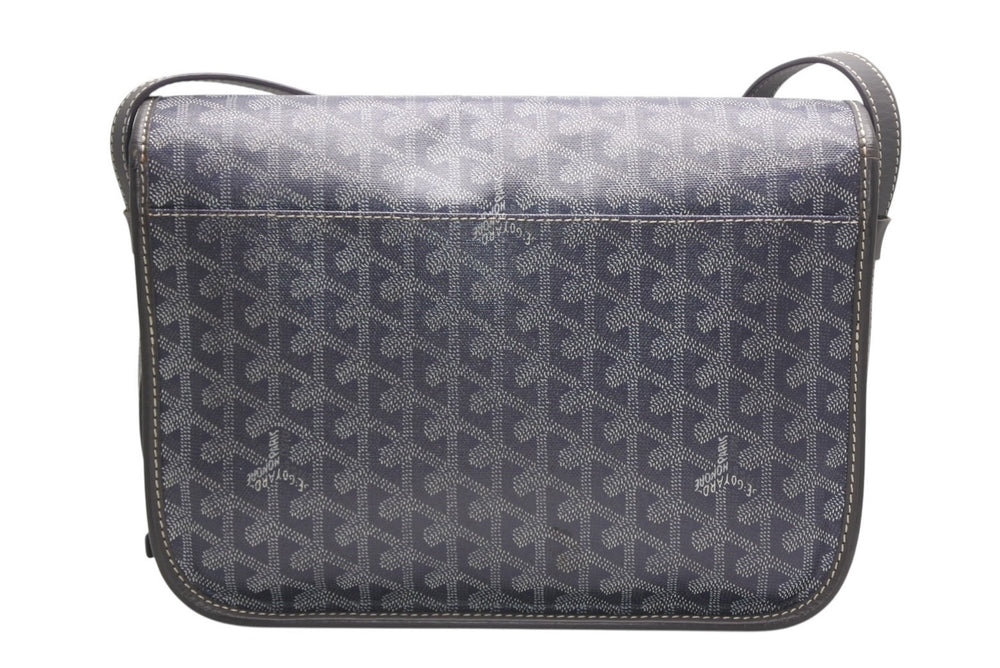 GOYARD ゴヤール ベルヴェデーレMM ショルダーバッグ グレー PVC レザー シルバー金具 ヘリンボーン柄 美品 中古 4b013001
