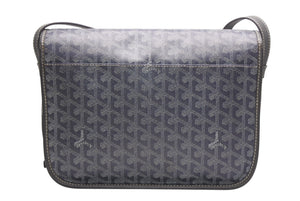 GOYARD ゴヤール ベルヴェデーレMM ショルダーバッグ グレー PVC レザー シルバー金具 ヘリンボーン柄 美品 中古 4b013001