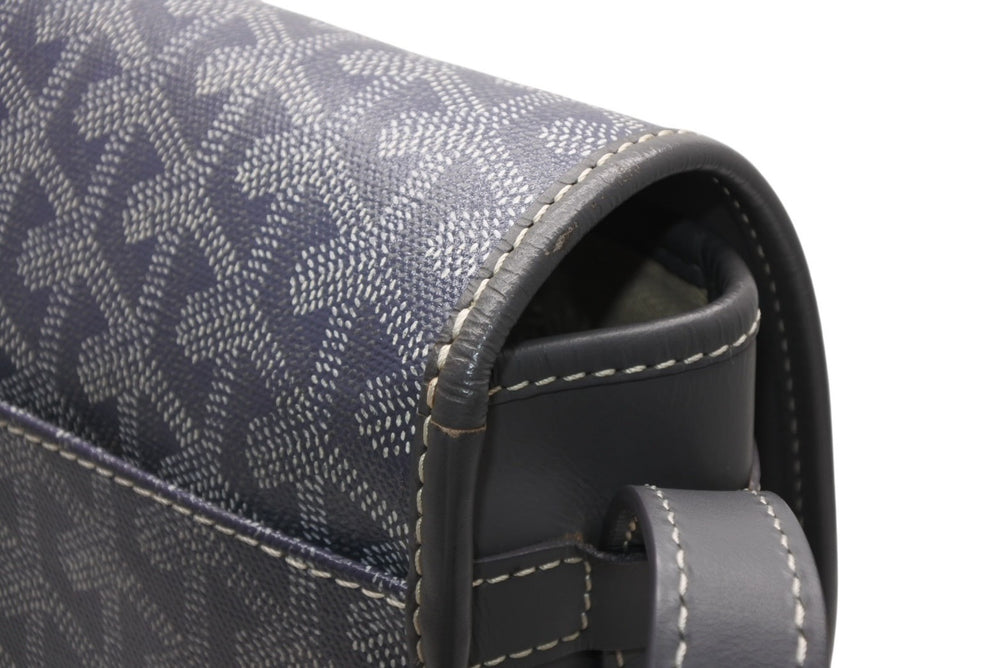 GOYARD ゴヤール ベルヴェデーレMM ショルダーバッグ グレー PVC レザー シルバー金具 ヘリンボーン柄 美品 中古 4b013001