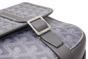GOYARD ゴヤール ベルヴェデーレMM ショルダーバッグ グレー PVC レザー シルバー金具 ヘリンボーン柄 美品 中古 4b013001