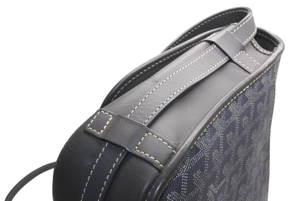 GOYARD ゴヤール ベルヴェデーレMM ショルダーバッグ グレー PVC レザー シルバー金具 ヘリンボーン柄 美品 中古 4b013001