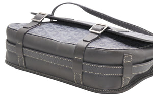 GOYARD ゴヤール ベルヴェデーレMM ショルダーバッグ グレー PVC レザー シルバー金具 ヘリンボーン柄 美品 中古 4b013001