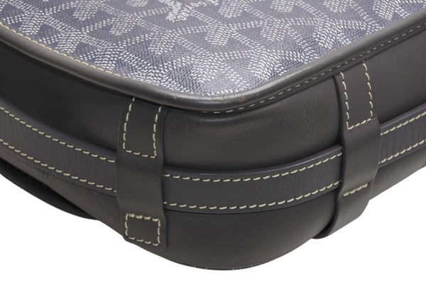GOYARD ゴヤール ベルヴェデーレMM ショルダーバッグ グレー PVC レザー シルバー金具 ヘリンボーン柄 美品 中古 4b013001