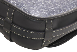 GOYARD ゴヤール ベルヴェデーレMM ショルダーバッグ グレー PVC レザー シルバー金具 ヘリンボーン柄 美品 中古 4b013001