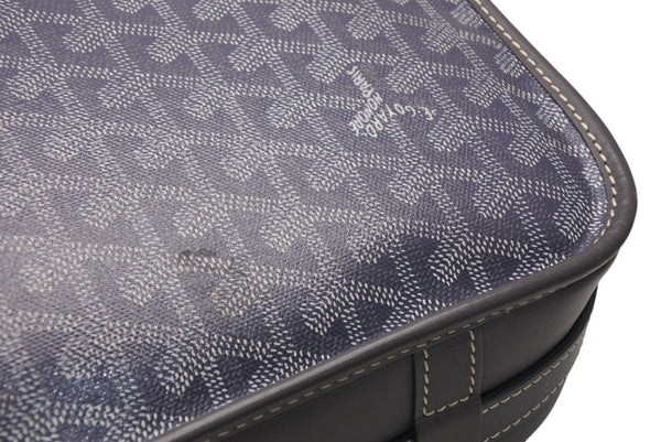 GOYARD ゴヤール ベルヴェデーレMM ショルダーバッグ グレー PVC レザー シルバー金具 ヘリンボーン柄 美品 中古 4b013001