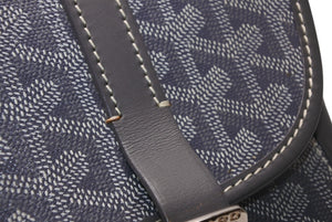 GOYARD ゴヤール ベルヴェデーレMM ショルダーバッグ グレー PVC レザー シルバー金具 ヘリンボーン柄 美品 中古 4b013001