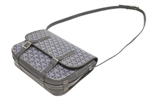 GOYARD ゴヤール ベルヴェデーレMM ショルダーバッグ グレー PVC レザー シルバー金具 ヘリンボーン柄 美品 中古 4b013001
