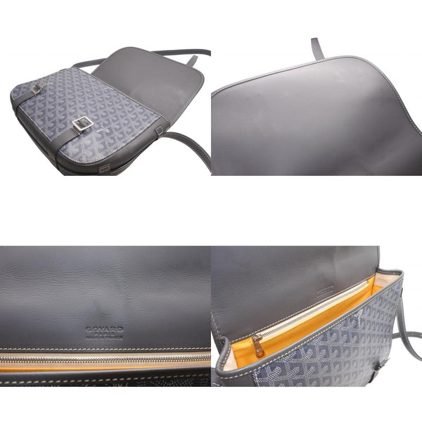 GOYARD ゴヤール ベルヴェデーレMM ショルダーバッグ グレー PVC レザー シルバー金具 ヘリンボーン柄 美品 中古 4b013001