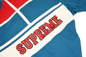 極美品 Supreme シュプリーム 18SS スウェット パーカー Diagonal Hooded Sweatshirt ブルー フーディ サイズM 中古 4b012586