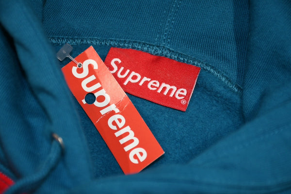 極美品 Supreme シュプリーム 18SS スウェット パーカー Diagonal Hooded Sweatshirt ブルー フーディ サイズM 中古 4b012586