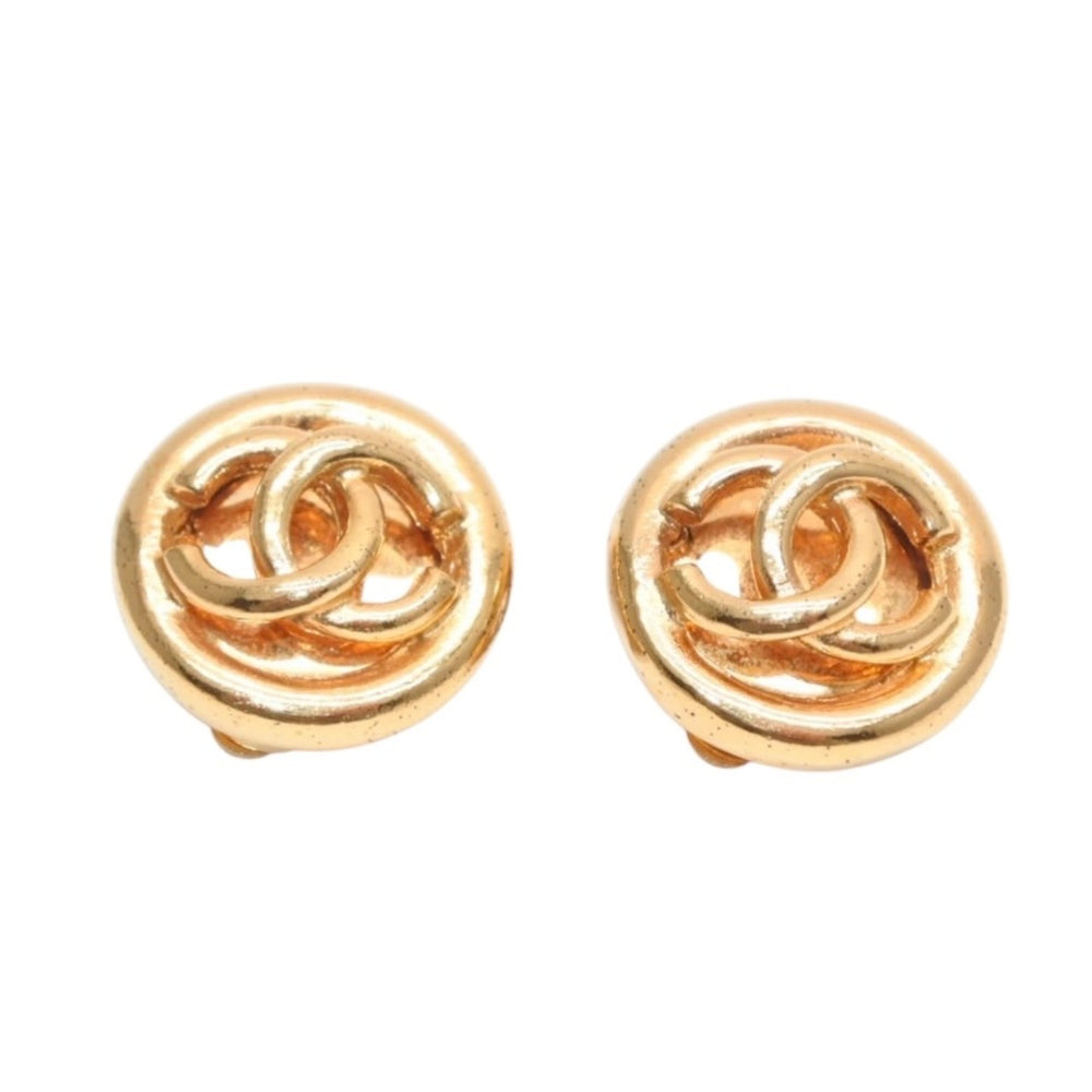 極美品 CHANEL シャネル VINTAGE ヴィンテージ ココマーク イヤリング 重量約9.38g 93P刻印 GP メタル ゴールド 中古 4b012982