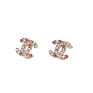 CHANEL シャネル ココマーク ピアス 重量約2.0g 04A刻印 カラーストーン メタル GP ゴールド マルチカラー 両耳用 美品 中古 4b012969