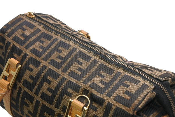FENDI フェンディ ズッカ 2WAYハンドバッグ 261470 ブラウン ベージュ レザー キャンバス ゴールド金具 美品 中古 4b013019