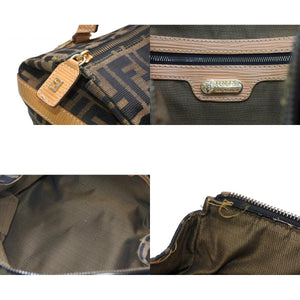 FENDI フェンディ ズッカ 2WAYハンドバッグ 261470 ブラウン ベージュ レザー キャンバス ゴールド金具 美品 中古 4b013019