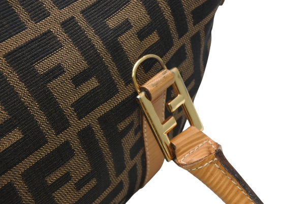 FENDI フェンディ ズッカ 2WAYハンドバッグ 261470 ブラウン ベージュ レザー キャンバス ゴールド金具 美品 中古 4b013019