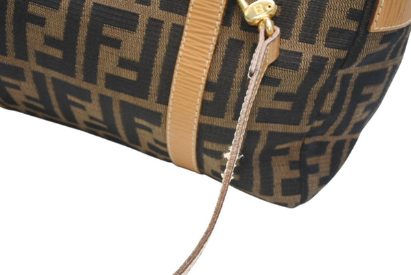 FENDI フェンディ ズッカ 2WAYハンドバッグ 261470 ブラウン ベージュ レザー キャンバス ゴールド金具 美品 中古 4b013019