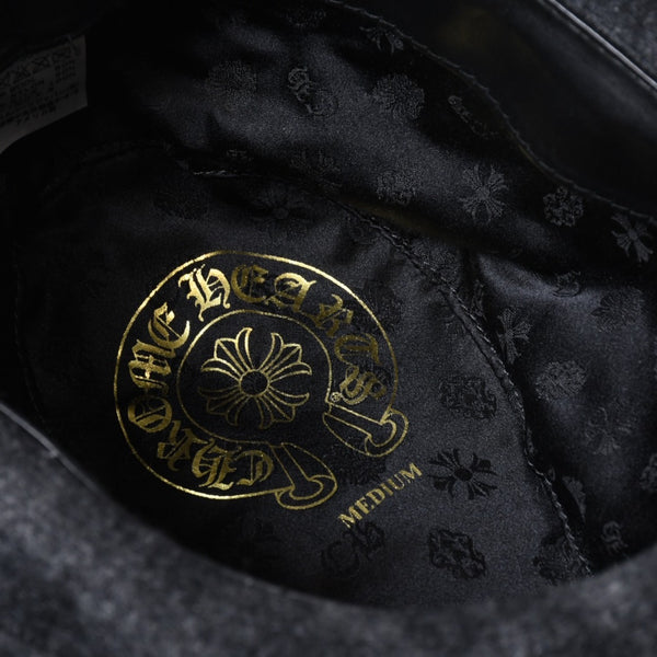 Chrome Hearts クロムハーツ ウール フェドラハット FEDORA クロスモチーフ チェック柄 グレー サイズM 美品 中古 4b013109