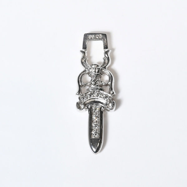 新品未使用 CHROME HEARTS クロムハーツ #10 DAGGER PD #10 ダガーペンダント 重量約17.61g 18KWG パヴェダイヤ 中古 4b013595
