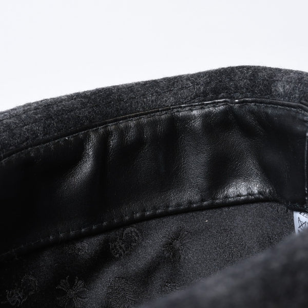 Chrome Hearts クロムハーツ ウール フェドラハット FEDORA クロスモチーフ チェック柄 グレー サイズM 美品 中古 4b013109