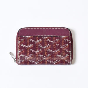 極美品 GOYARD ゴヤール マティニョンPM カードケース コインケース ゴヤールディンキャンバス レザー レッド シルバー金具 中古 4b013519