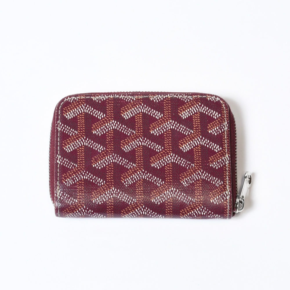 極美品 GOYARD ゴヤール マティニョンPM カードケース コインケース ゴヤールディンキャンバス レザー レッド シルバー金具 中古 4b013519