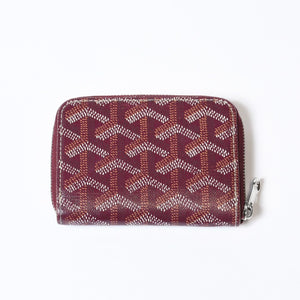 極美品 GOYARD ゴヤール マティニョンPM カードケース コインケース ゴヤールディンキャンバス レザー レッド シルバー金具 中古 4b013519