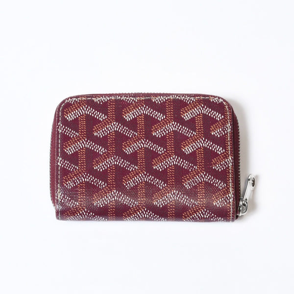 極美品 GOYARD ゴヤール マティニョンPM カードケース コインケース ゴヤールディンキャンバス レザー レッド シルバー金具 中古 4b013519