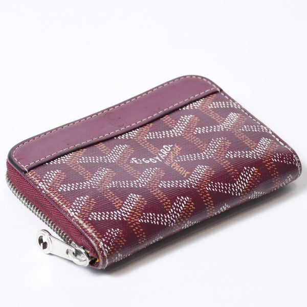 極美品 GOYARD ゴヤール マティニョンPM カードケース コインケース ゴヤールディンキャンバス レザー レッド シルバー金具 中古 4b013519