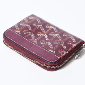 極美品 GOYARD ゴヤール マティニョンPM カードケース コインケース ゴヤールディンキャンバス レザー レッド シルバー金具 中古 4b013519