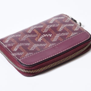 極美品 GOYARD ゴヤール マティニョンPM カードケース コインケース ゴヤールディンキャンバス レザー レッド シルバー金具 中古 4b013519
