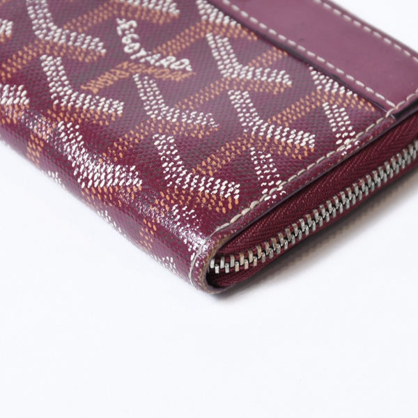 極美品 GOYARD ゴヤール マティニョンPM カードケース コインケース ゴヤールディンキャンバス レザー レッド シルバー金具 中古 4b013519