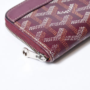 極美品 GOYARD ゴヤール マティニョンPM カードケース コインケース ゴヤールディンキャンバス レザー レッド シルバー金具 中古 4b013519