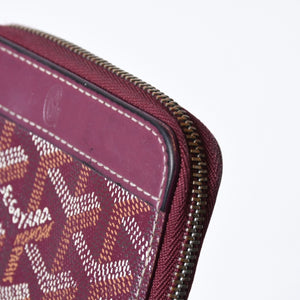 極美品 GOYARD ゴヤール マティニョンPM カードケース コインケース ゴヤールディンキャンバス レザー レッド シルバー金具 中古 4b013519