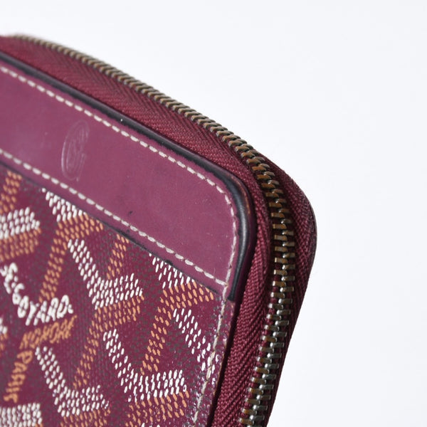 極美品 GOYARD ゴヤール マティニョンPM カードケース コインケース ゴヤールディンキャンバス レザー レッド シルバー金具 中古 4b013519