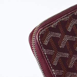 極美品 GOYARD ゴヤール マティニョンPM カードケース コインケース ゴヤールディンキャンバス レザー レッド シルバー金具 中古 4b013519