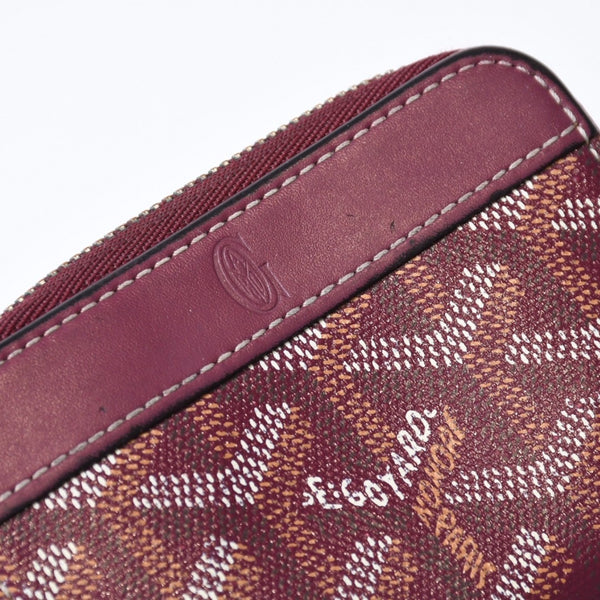 極美品 GOYARD ゴヤール マティニョンPM カードケース コインケース ゴヤールディンキャンバス レザー レッド シルバー金具 中古 4b013519
