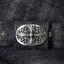 Load image into Gallery viewer, Chrome Hearts クロムハーツ ウール フェドラハット FEDORA クロスモチーフ チェック柄 グレー サイズM 美品 中古 4b013109